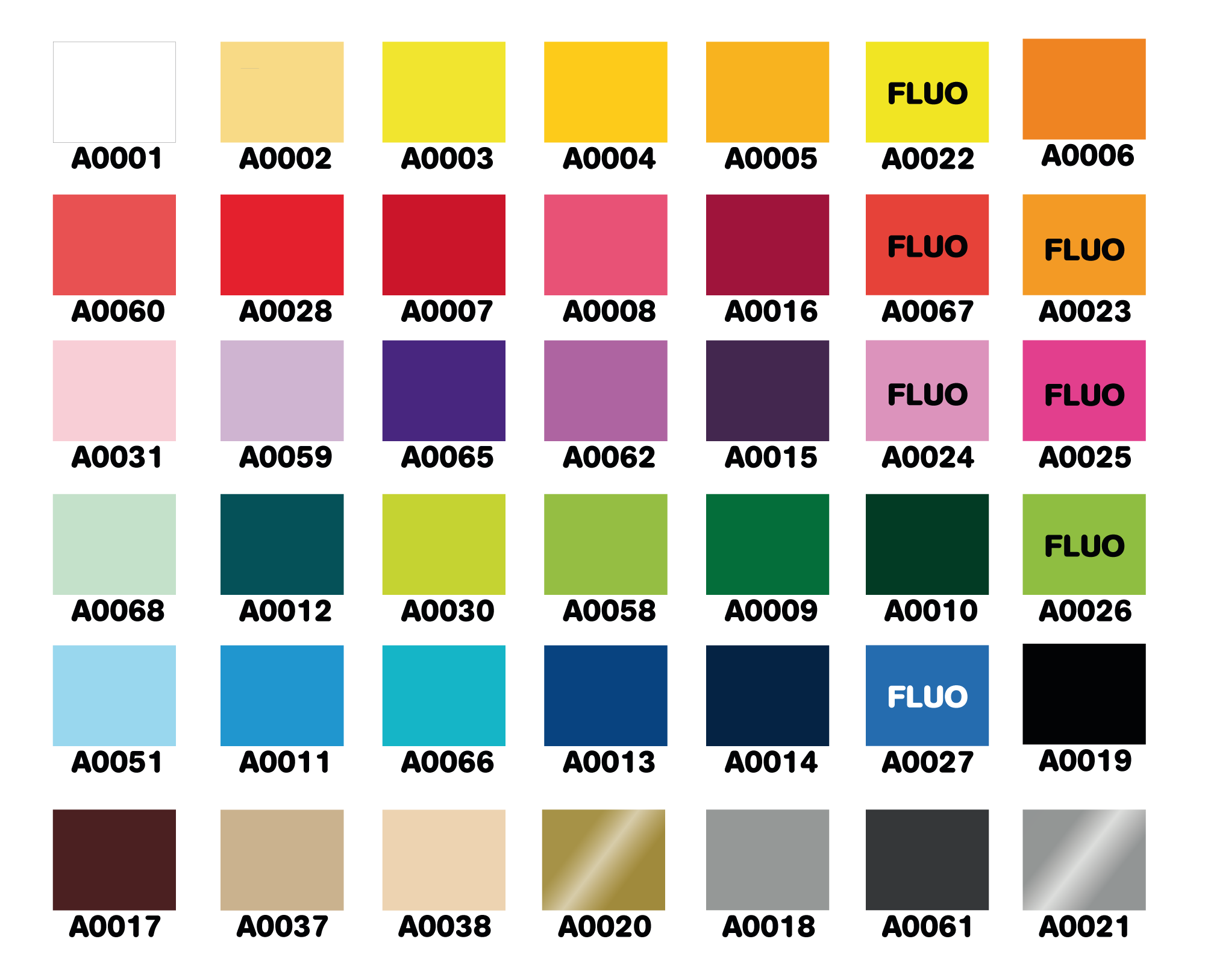 kolory do wyboru nadruku flex